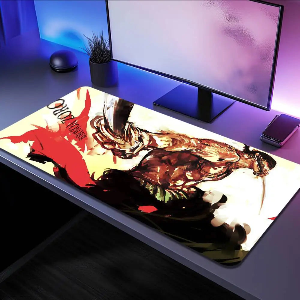 ONE PIECE Roronoa Zoro Anime Mousepad Large Desk Mat Keyboard Ergonomic Office Rubber PC Non-slip Anti-fray Home Custom Game