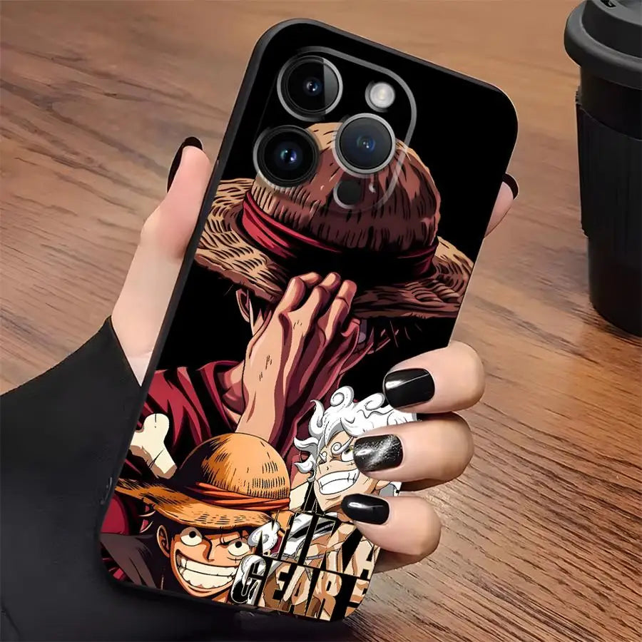 One Piece Zoro Luffy Portgas D Ace Black Soft Phone Cover Case for iPhone 15 16 14 Plus 13 12 11 17 Pro Max XR XS 17Air 7 8