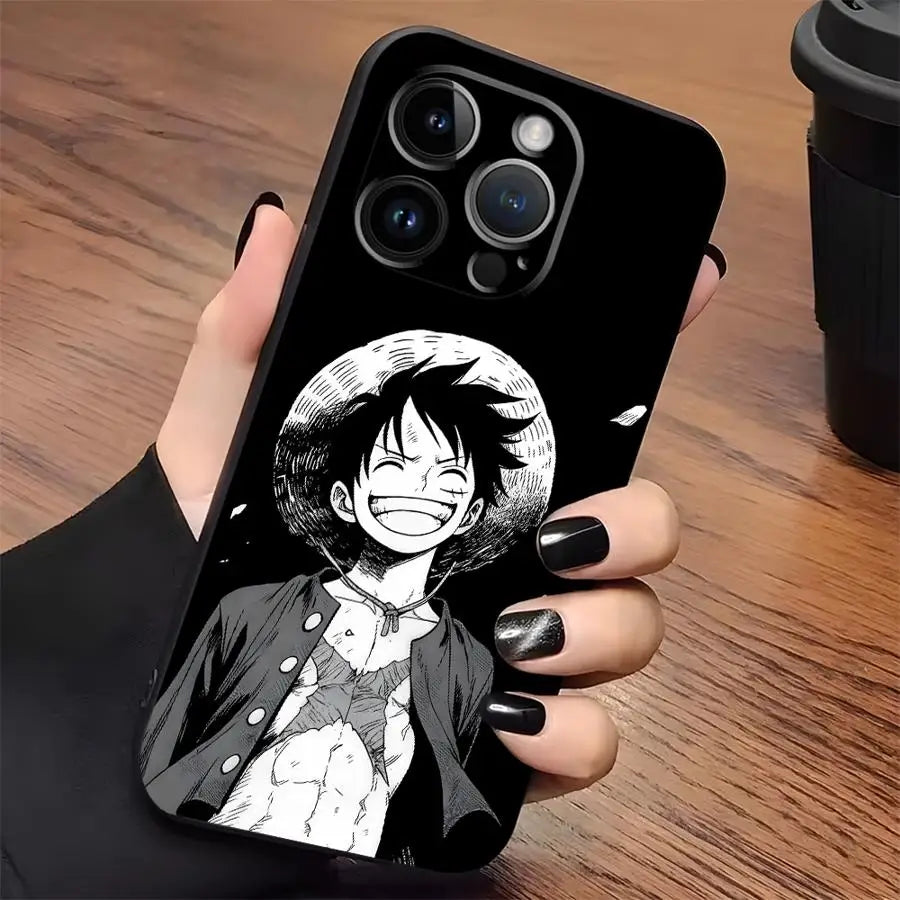 One Piece Zoro Luffy Portgas D Ace Black Soft Phone Cover Case for iPhone 15 16 14 Plus 13 12 11 17 Pro Max XR XS 17Air 7 8