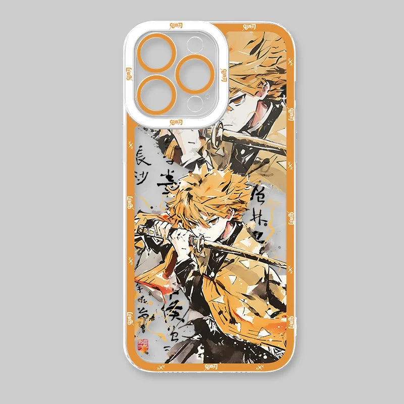Anime Demon Slayer Clear Phone Case For iPhone 16 Pro Max 15 14 Pro Max 13 12 11 XS X XR 8 7 SE 2020 Soft Silicone Back Cover
