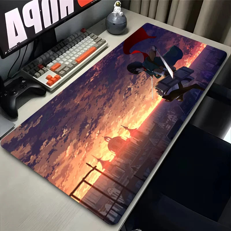 Anime Mouse Pad Large XXL Laptop Mikasa Kawaii Girl Keyboard Rug PC Gamer Cabinet Mousepad Attack on Titan Gaming Desk Mat