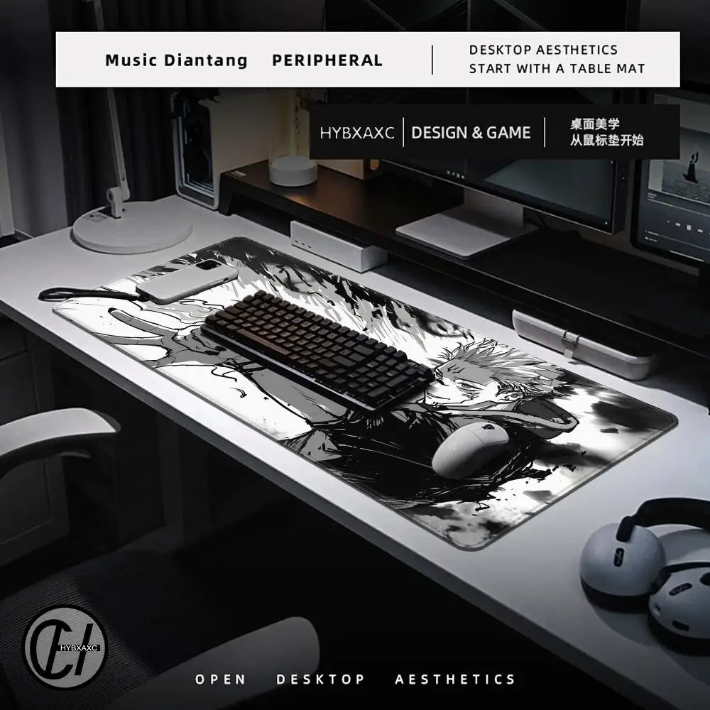 90x40CM Black Anime Jujutsu Kaisen Large Mouse Pad Ryomen Sukuna MousePads Computer Gaming Peripheral Accessories Desk Mat