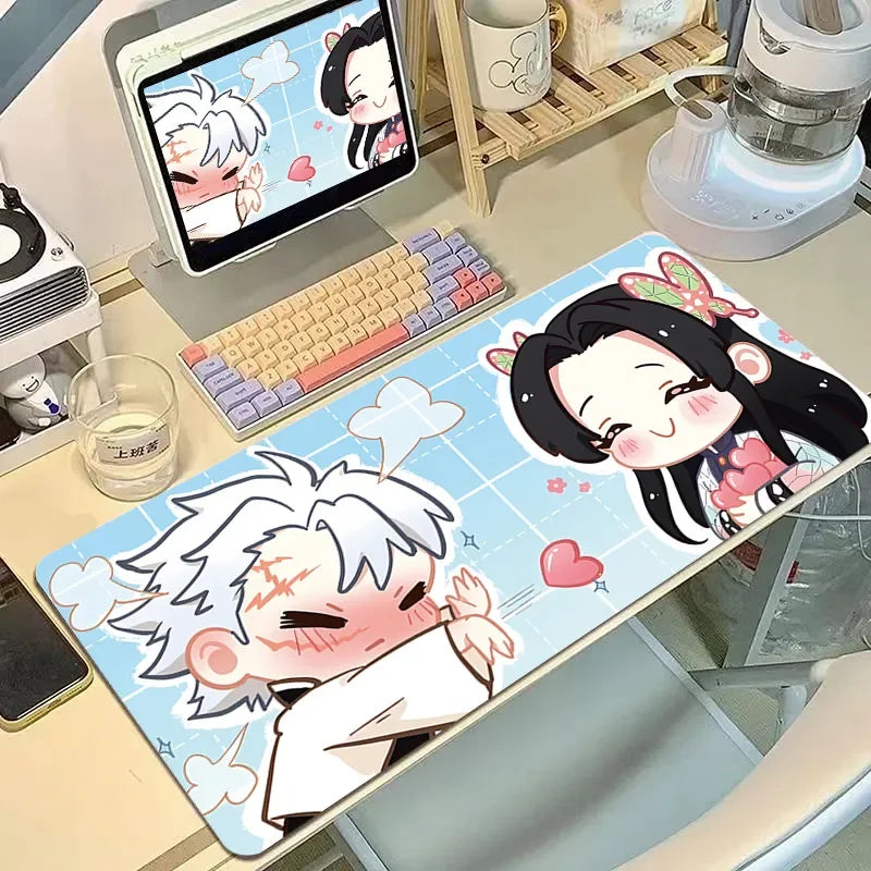 Demon Slayer Inspired Large Mouse Pad - XXL Cute Kawaii Anime Desk Mat for Girls, Non-Slip Keyboard Cover for Office & Laptop