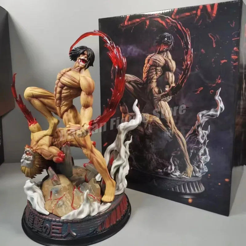 Anime Attack on Titan Action Figure Eren Jaeger Statue PVC Collectible Model Shingeki no kyojin Combat Form Eren Figurine Toys
