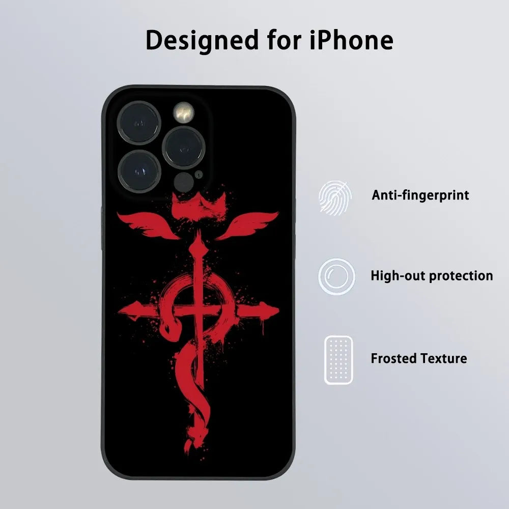 F-Fullmetal A-Alchemist Anime Phone Case For iPhone 15 14 13 12 11 Pro Xs Max Mini XR X 7 8 Plus Black Frosted Soft Shell Funda