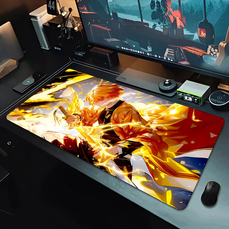Demon Slayer Agatsuma Zenitsu Mouse Pad Gaming Accessories Office Gamer Desk Mat Non-Slip Laptop ground Large PC carpet Mousepad