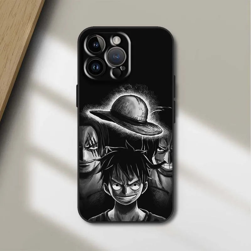 O-One Pieces Anime Cover For Apple iPhone 16 15 14 13 12 11 XS X Mini Plus Pro Max Black Phone Case