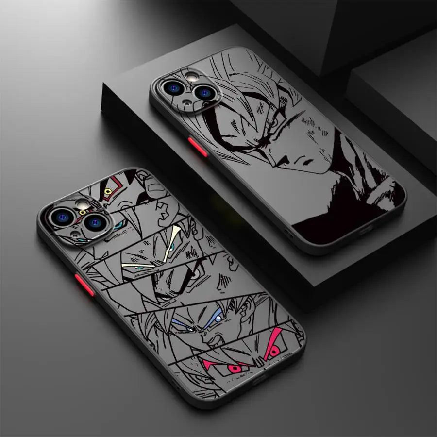 Goku Dragon Ball Black Edge Shell Case for Apple iPhone 11 15 16 Pro XS 7 8 16e 6 14 11 Max 13 12 Mini XR