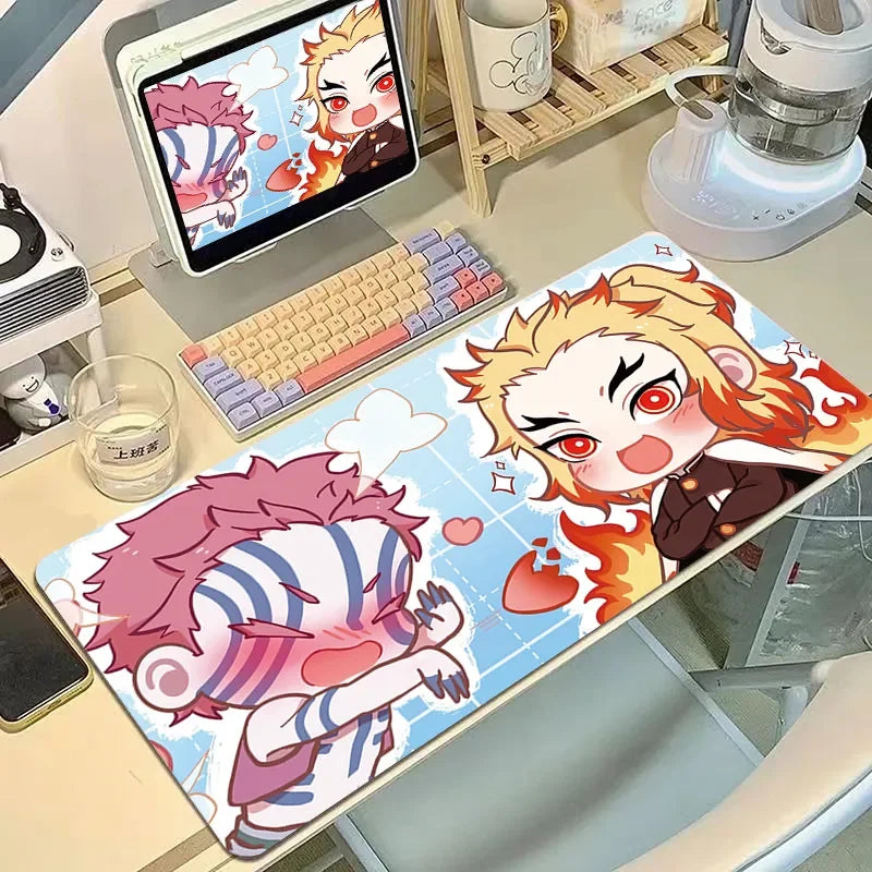 Demon Slayer Inspired Large Mouse Pad - XXL Cute Kawaii Anime Desk Mat for Girls, Non-Slip Keyboard Cover for Office & Laptop