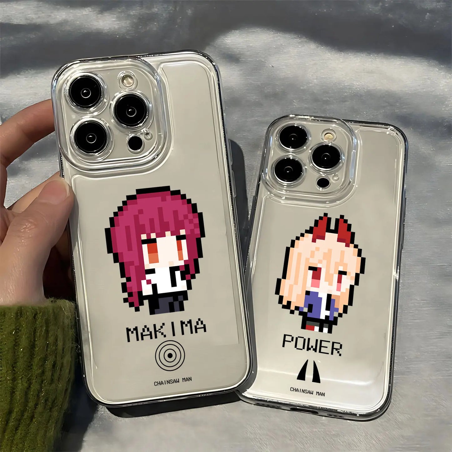 Pixel Cartoon Chainsaw Man Hot Phone Case For iPhone 16 15 14 13 12 11 Mini Pro Max X XR XSMax 7 8 Plus SE20 Transparent Cover