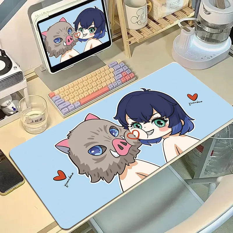 Demon Slayer Inspired Large Mouse Pad - XXL Cute Kawaii Anime Desk Mat for Girls, Non-Slip Keyboard Cover for Office & Laptop