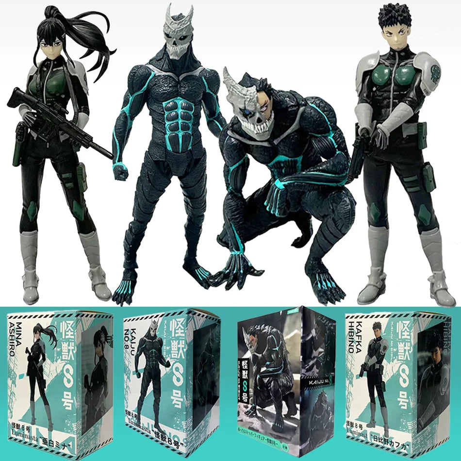 In Stock 1-4PCS Amine Kaiju No. 8 Figure Kafka Hibino Mina Ashiro Skeleton Creative PVC Model Toys Kids Action Statue Doll Gifts