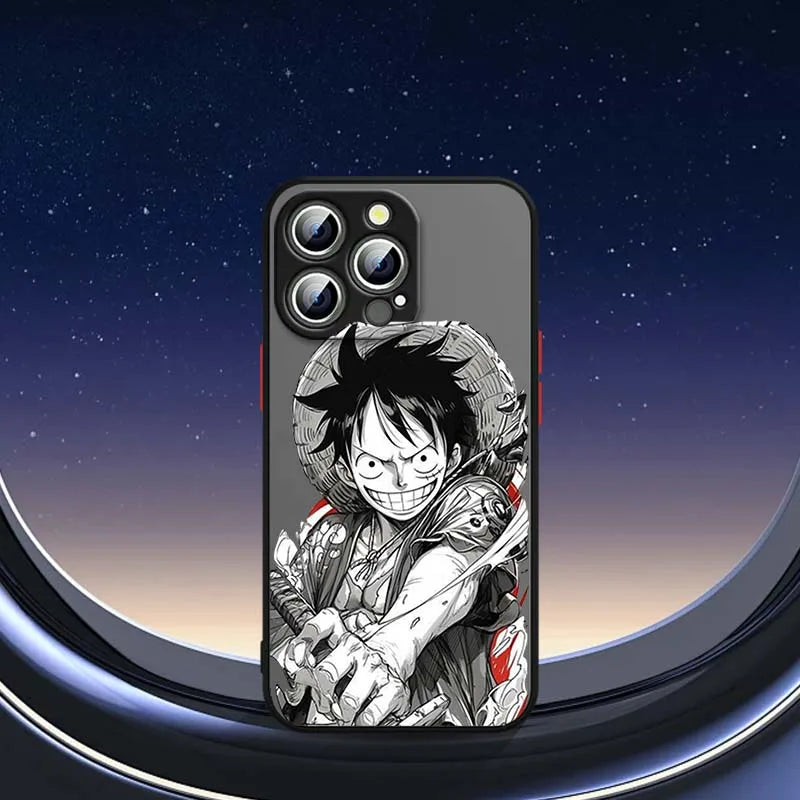 Anime Luffy Colorful O-One Piece Cover For Apple iPhone 16 15 14 13 12 11  XR 8 Pro Max Plus Mini Frosted Translucent Phone Case