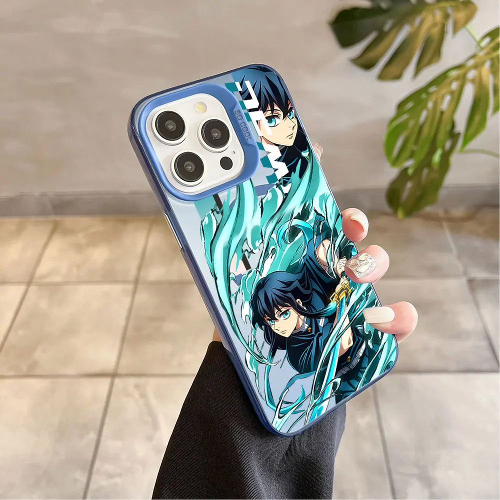 Hot Anime Demon Slayer Magsafe Magnetic Case for iPhone 11 12 13 14 15 16 Pro Max Plus Soft Silver Plated Anti Fall Cover