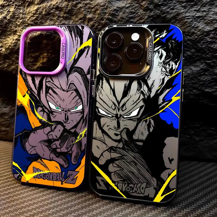 Japan Anime DBZ Cool Case for Apple iPhone 16 15 11 13 14 Pro Max 12 16ProMax 15Pro Matte Lens Protect Plating Phone Cover