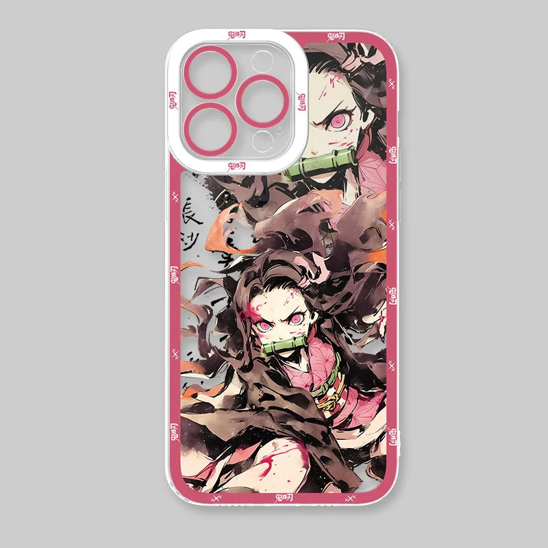 Anime Demon Slayer Clear Phone Case For iPhone 16 Pro Max 15 14 Pro Max 13 12 11 XS X XR 8 7 SE 2020 Soft Silicone Back Cover