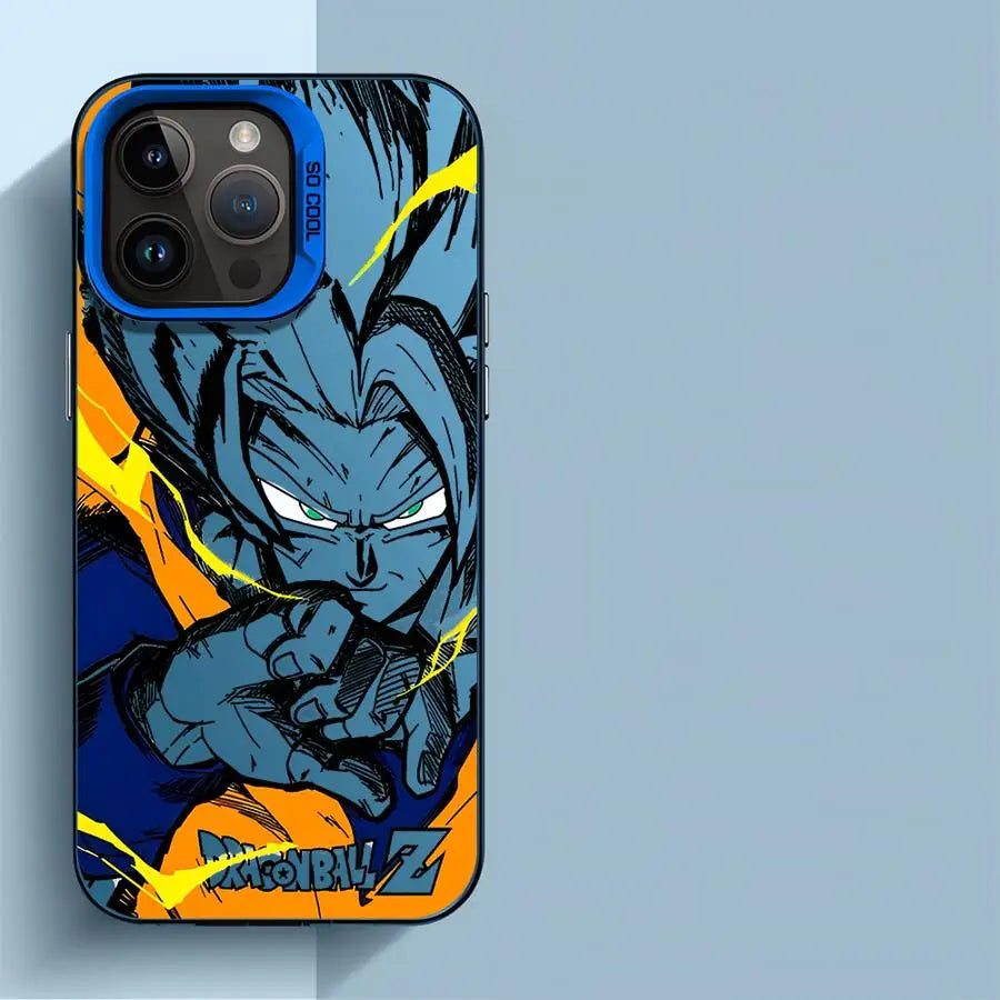 Japan Anime DBZ Cool Case for Apple iPhone 16 15 11 13 14 Pro Max 12 16ProMax 15Pro Matte Lens Protect Plating Phone Cover