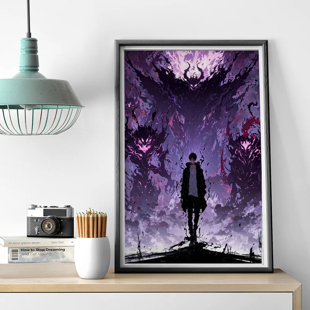 1PC Solo Leveling Poster Self-adhesive Art Waterproof Paper Sticker Coffee House Bar Room Wall Decor