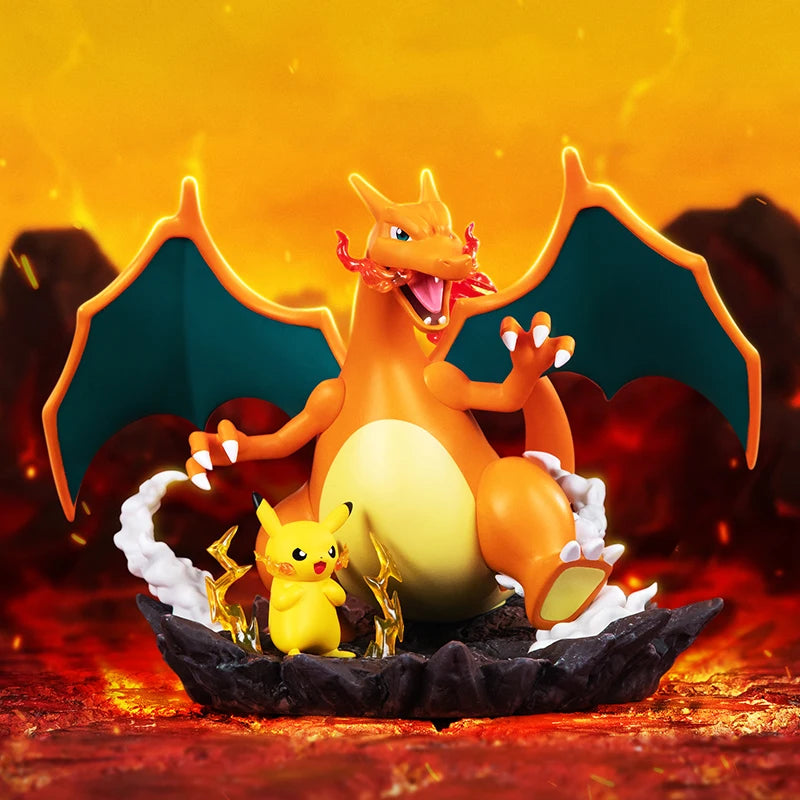 Genuine 16cm Pokemon Action Figures Charizard With Pikachu Cartoon Anime Collectible Model Toys For Birthday Gift