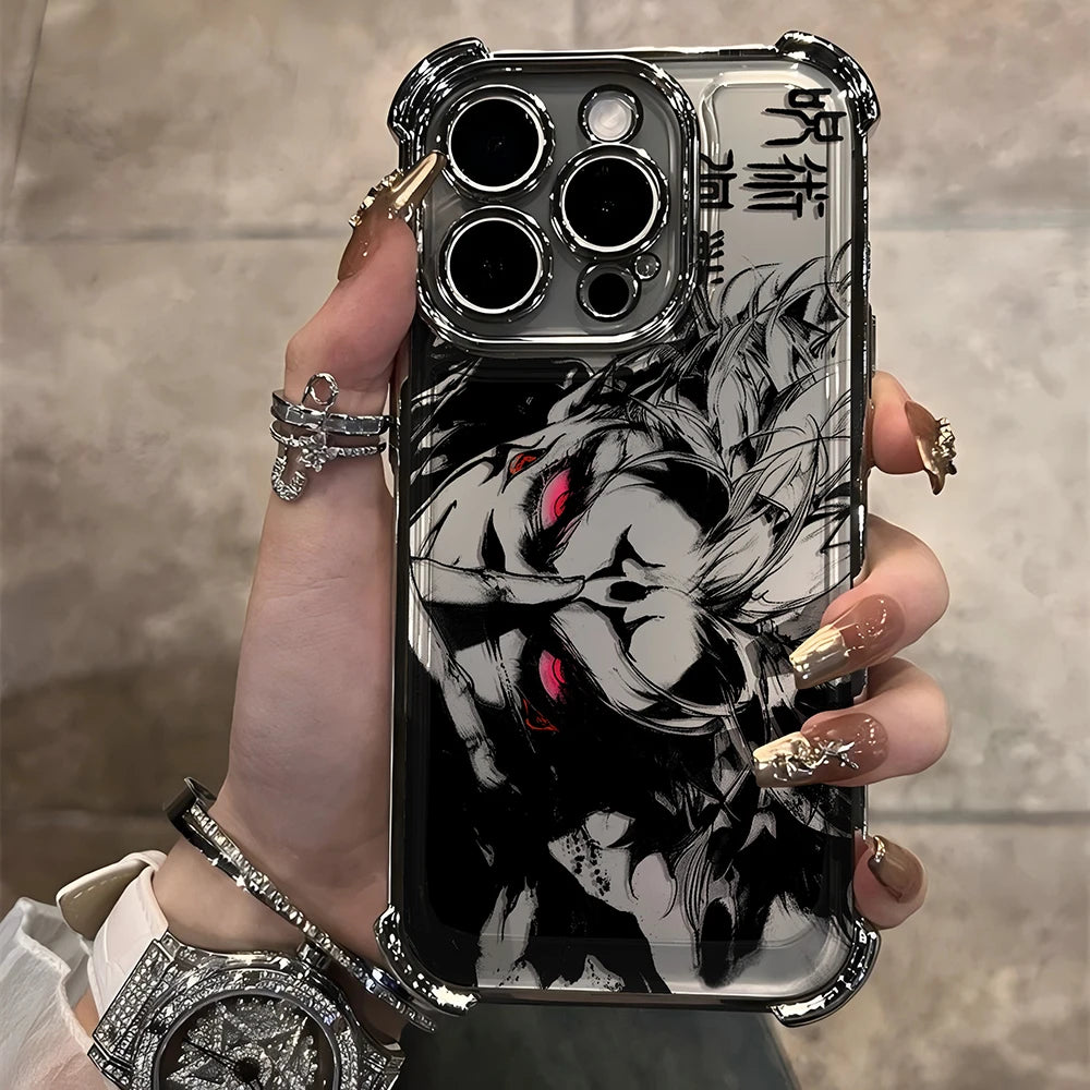 Jujutsu Kaisen Gojo Satoru New Plating Case For iPhone 16 15 14 13 12 11 Pro Max X XR XSMax 7 8 Plus Shockproof Anti-Fall Armor