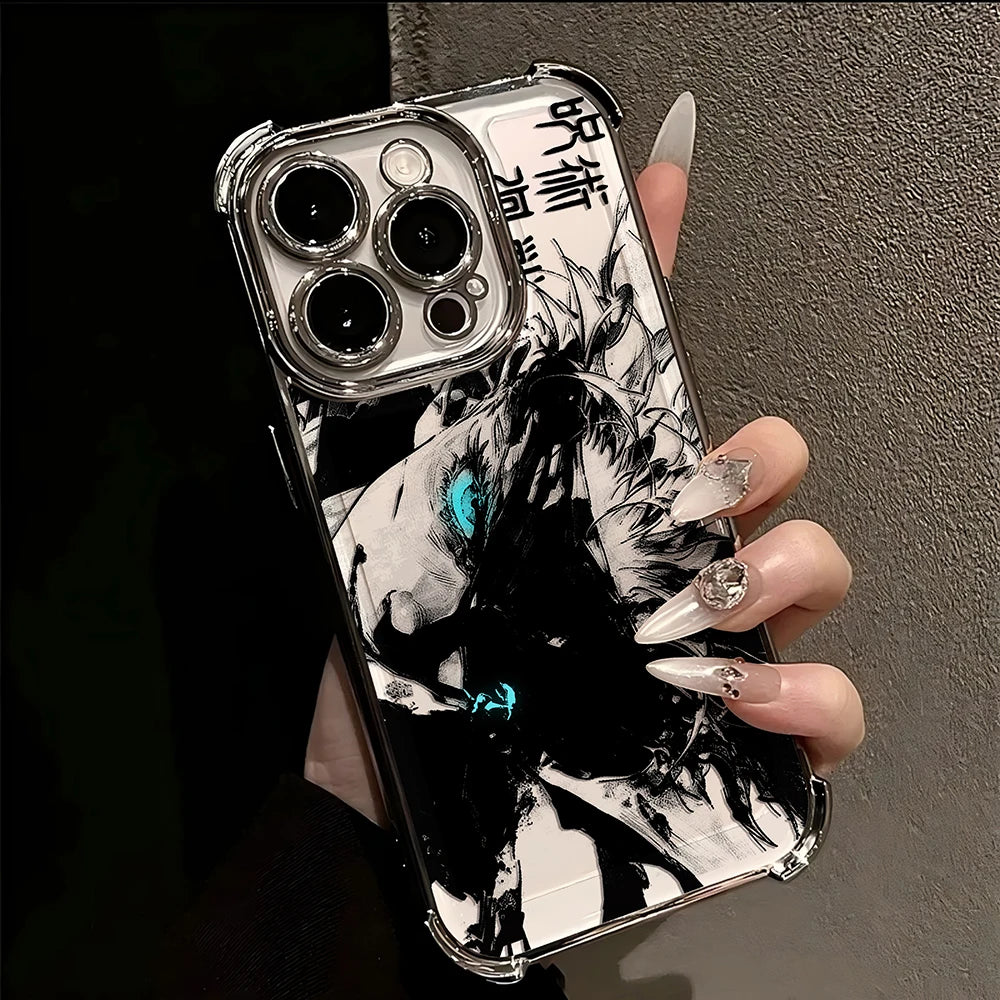 Jujutsu Kaisen Gojo Satoru New Plating Case For iPhone 16 15 14 13 12 11 Pro Max X XR XSMax 7 8 Plus Shockproof Anti-Fall Armor