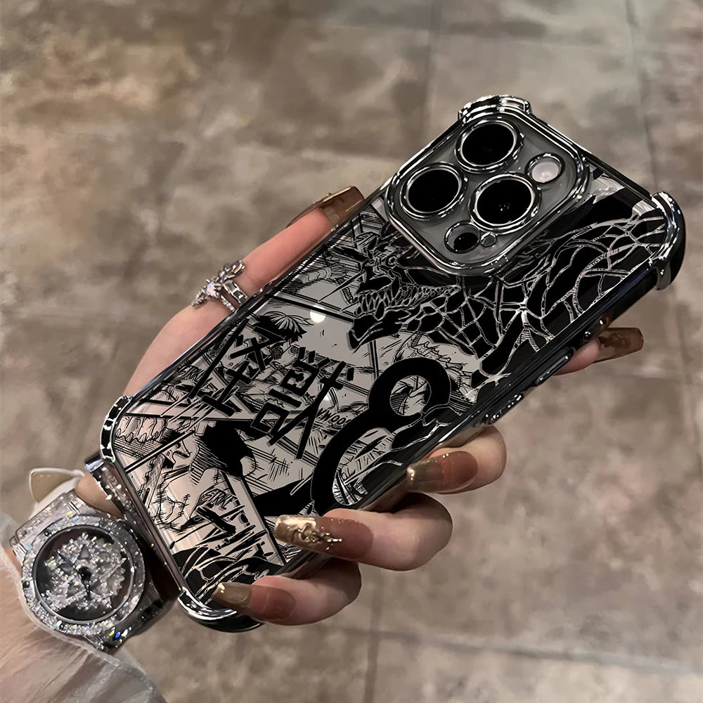 Plating Phone Case For Kaiju No 8 Kafkas iPhone 16e 16 15 14 13 12 11 Pro Max X XR XSMax 7 8 6 Plus Anti-Fall Airabag Back Cover