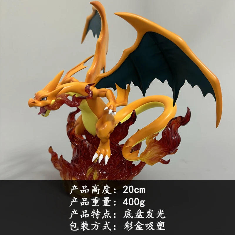 20cm Zxz Pokemon Anime Peripheral Figurine Mega Charizard Y Action Figures Luminous Base Decor Toy Gk Statue Collect Model Toy