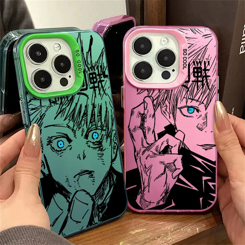 Jujutsu Kaisen Gojo Fashion For iPhone 15 14 13 12 11 Pro Max XS Max X XR 7 8 Plus 6S Fashion Colorful Silver Phone Case
