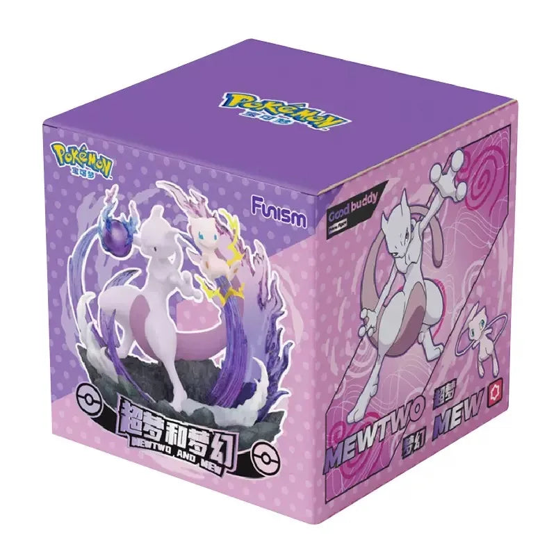 Pokemon Anime Action Figures Mewtwo And Mew Funism Original Genuine Home Model Figurine Desktop Collection Ornaments Toy Gift