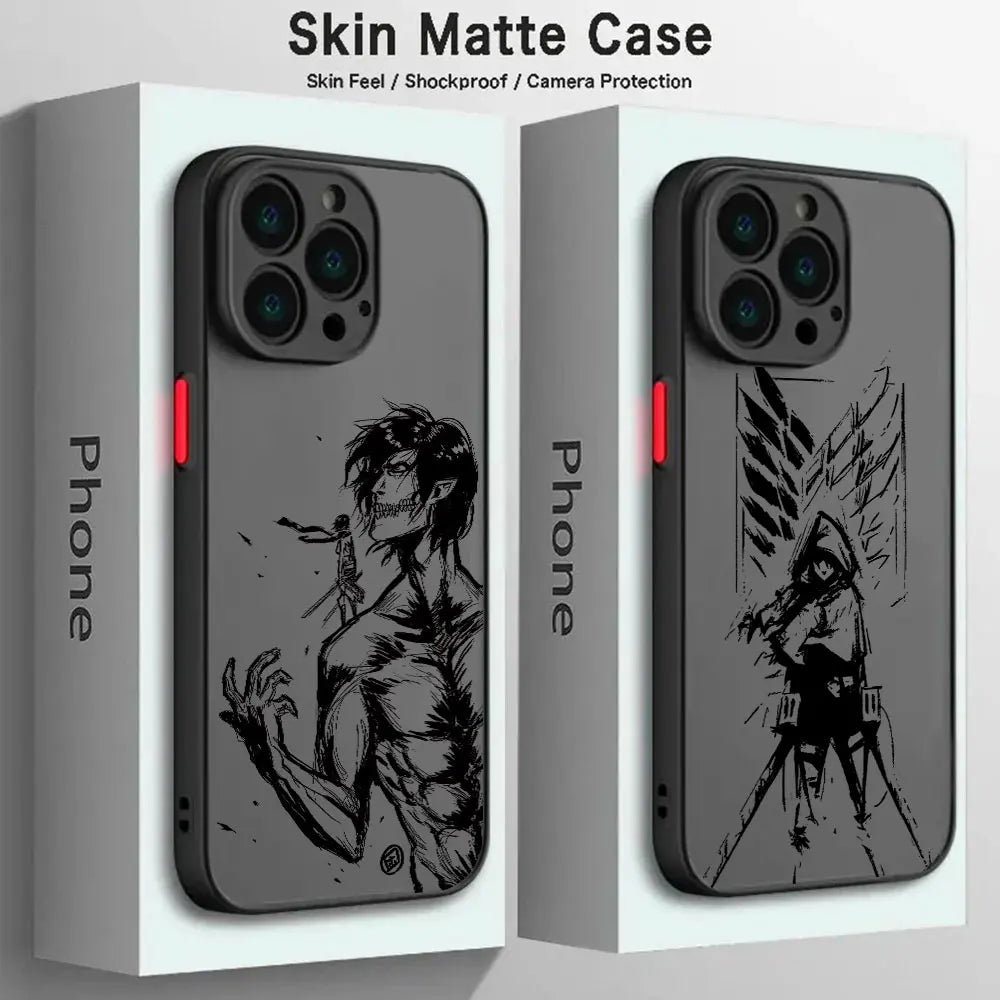 Anime Attack On Titan New Phone Case For iPhone 16 15 14 13 12 11 Mini Pro Max X XR XSMax 7 8 Plus Matte Transparent Back Cover