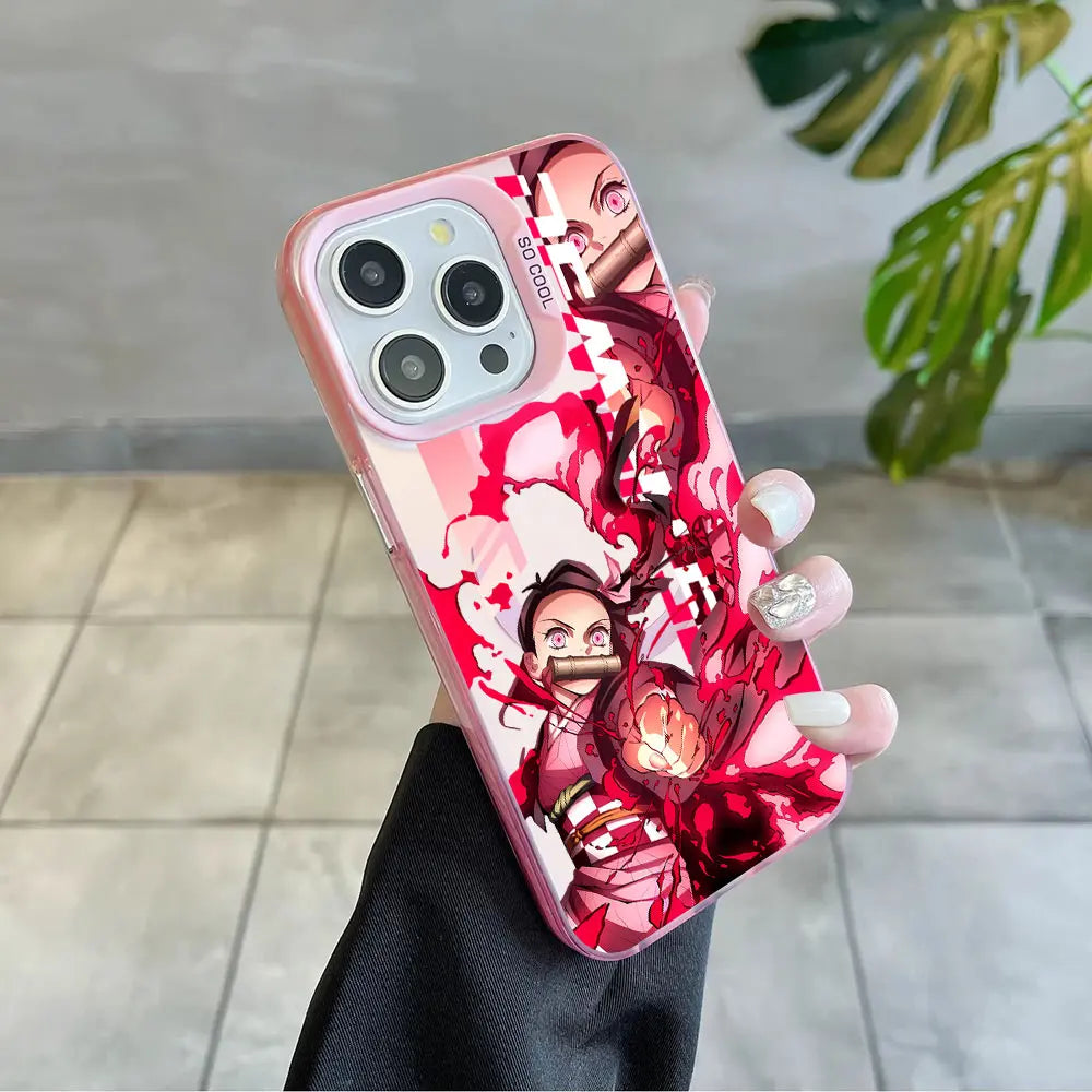 Hot Anime Demon Slayer Magsafe Magnetic Case for iPhone 11 12 13 14 15 16 Pro Max Plus Soft Silver Plated Anti Fall Cover