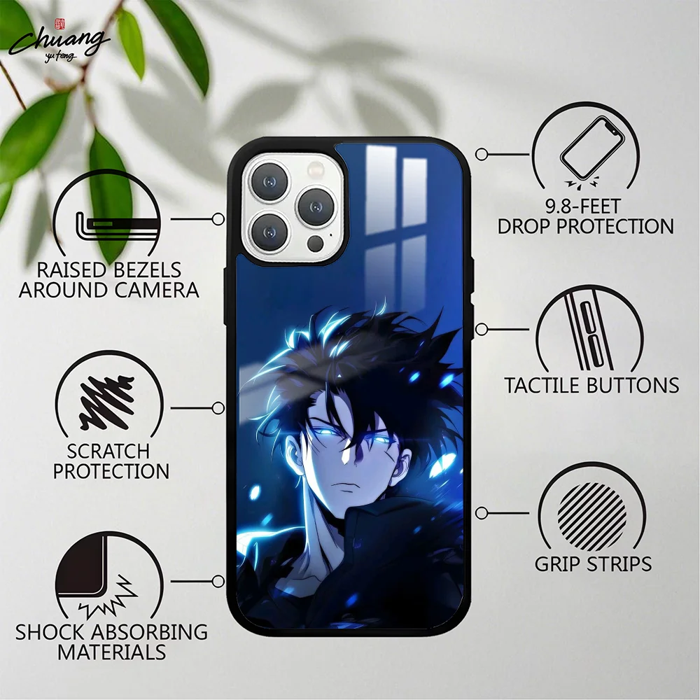 Solo Leveling Season Phone Case For 11 12 13 14 15 16Pro Max Mini Plus Frosted Mirror Phone Cover