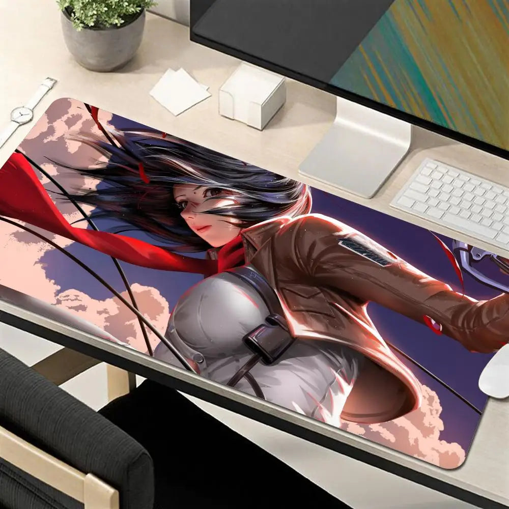 Attack on Titan Anime Large Lock Edge Mouse Pad Computer Mousepad XXL S Gaming Padmouse Gamer Laptop Keyboard Mouse Mats Carpet