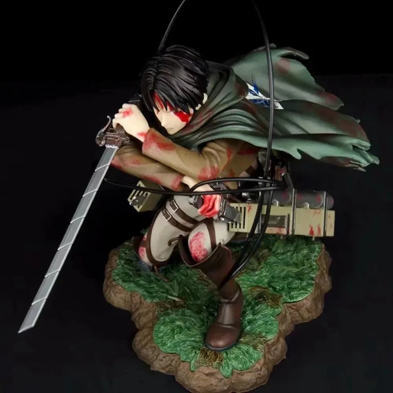 18cm Anime Attack On Titan Battle Damage Version Battle Form Soldier Levi Ackerman Character Model Hand-Made Ornaments Toy Gift