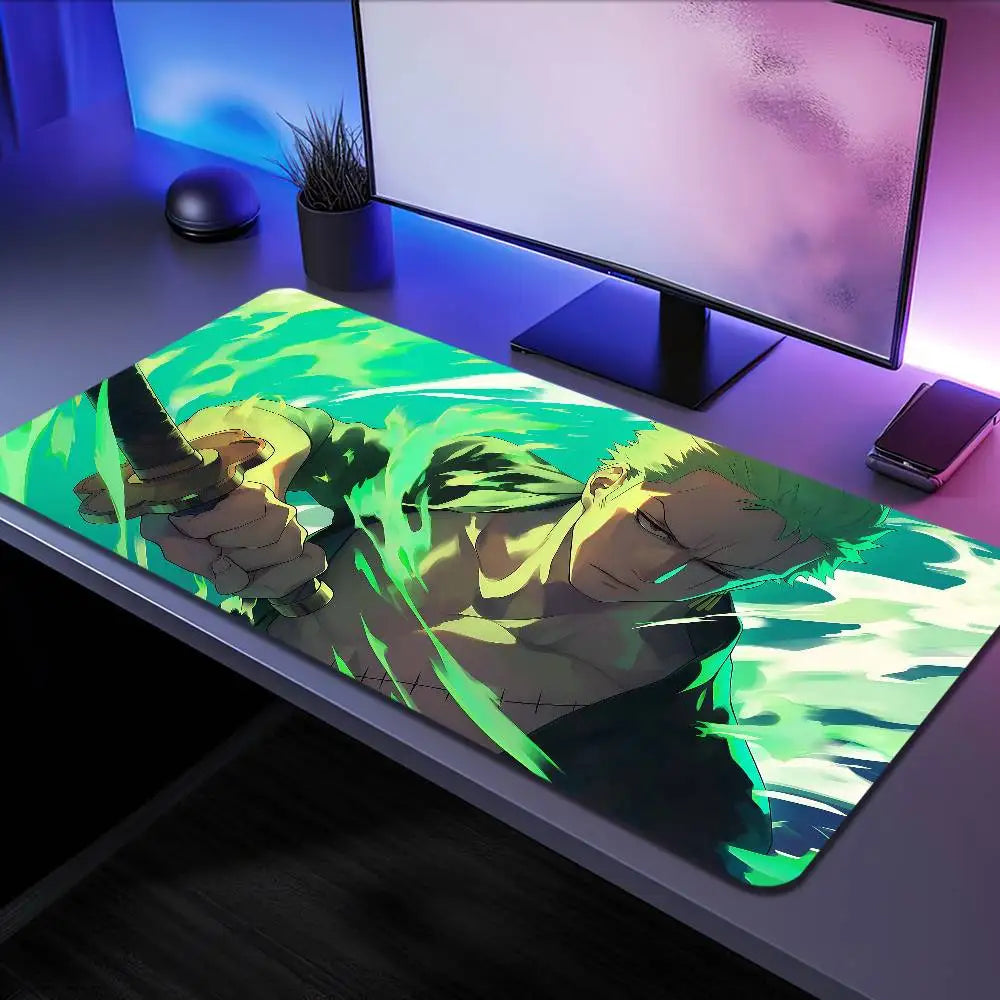 ONE PIECE Roronoa Zoro Anime Mousepad Large Desk Mat Keyboard Ergonomic Office Rubber PC Non-slip Anti-fray Home Custom Game