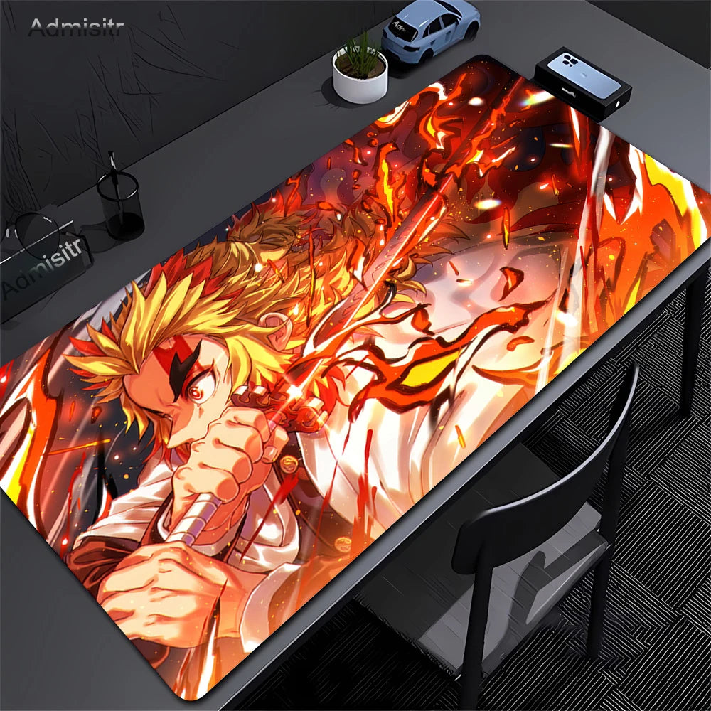 Mouse Pad Gaming Laptops Keyboard Mat Xxl Pc Desk Protector Deskmat Gamer Mats Anime Demon Slayers Rengoku Kyoujurou Pc Mousepad