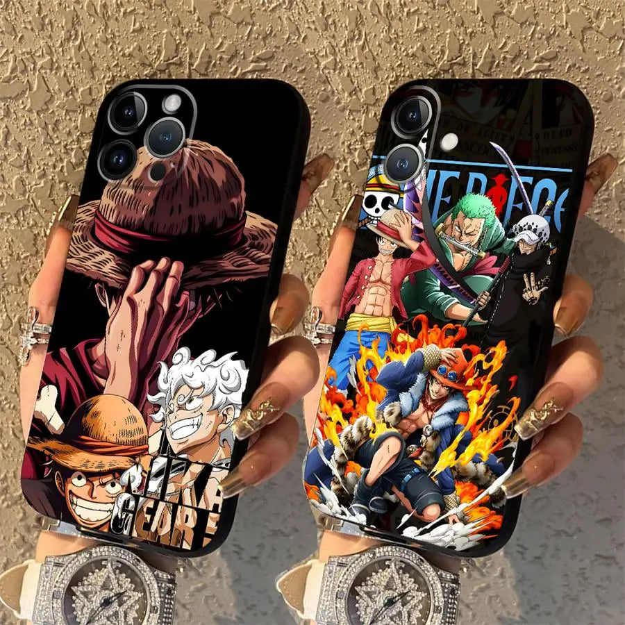 One Piece Zoro Luffy Portgas D Ace Black Soft Phone Cover Case for iPhone 15 16 14 Plus 13 12 11 17 Pro Max XR XS 17Air 7 8
