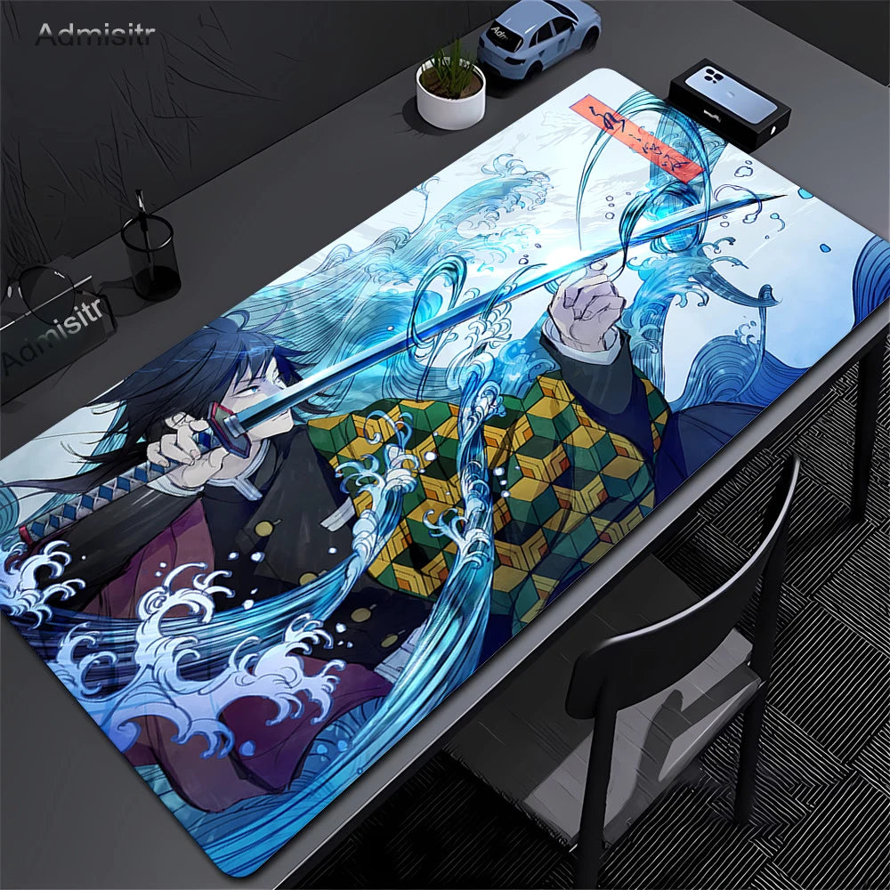 Large Mouse Pad Demon Slayer Nezuko Cute Anime Mousepads Kawaii Table Mats Office Accessories Deskmat Rubbe Lockedge Mouse Mat