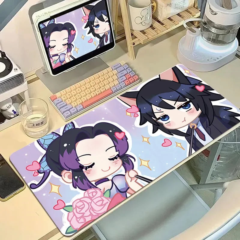 Demon Slayer Inspired Large Mouse Pad - XXL Cute Kawaii Anime Desk Mat for Girls, Non-Slip Keyboard Cover for Office & Laptop