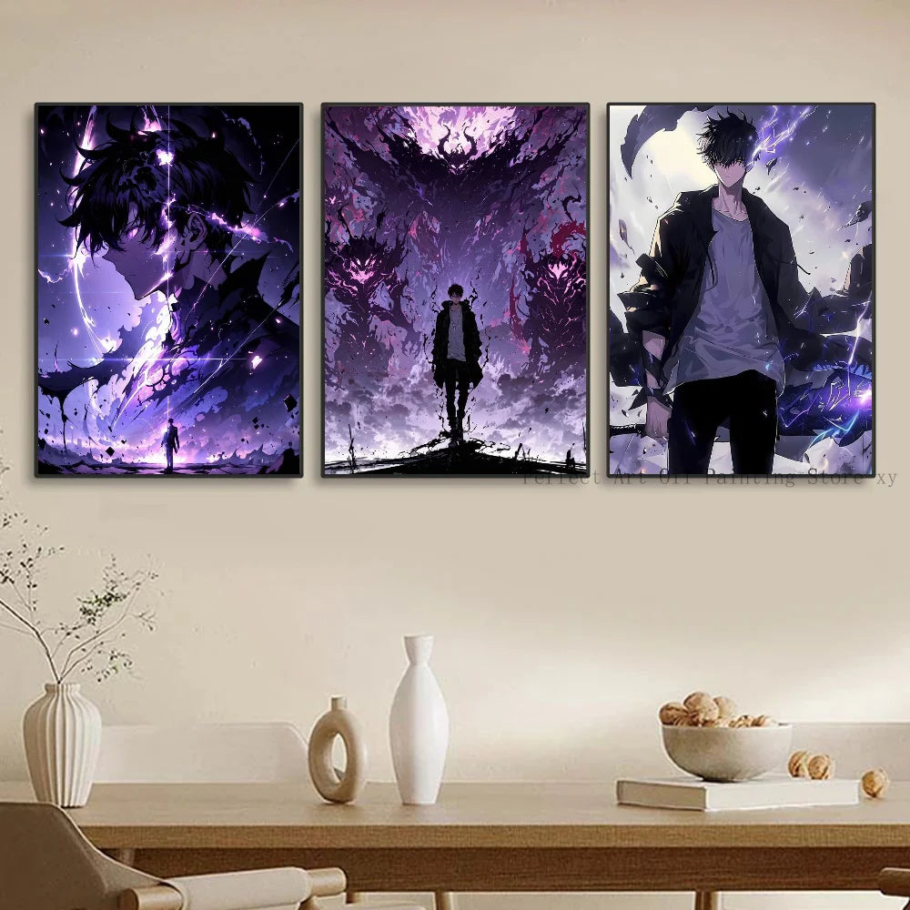 1PC Solo Leveling Poster Self-adhesive Art Waterproof Paper Sticker Coffee House Bar Room Wall Decor