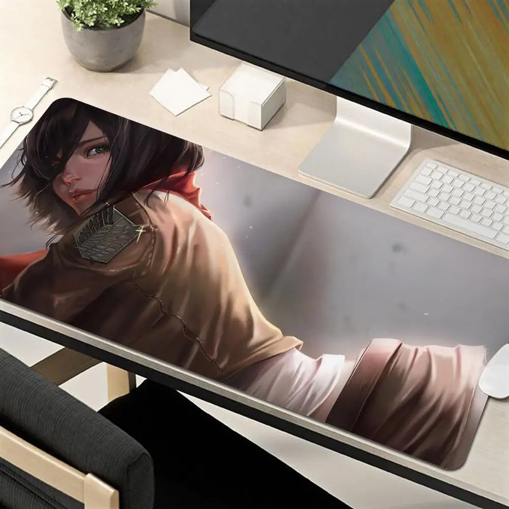 Attack on Titan Anime Large Lock Edge Mouse Pad Computer Mousepad XXL S Gaming Padmouse Gamer Laptop Keyboard Mouse Mats Carpet