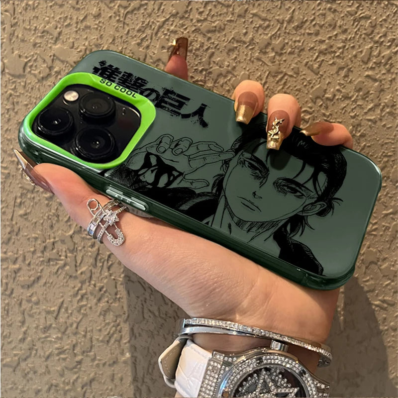 Eren Yeager Attack on Titan Case for iPhone 16E SE4 16 15 14 13 12 11 Pro Max XS X XR 8 7 Plus SE 2020 Shockproof Matte Cover