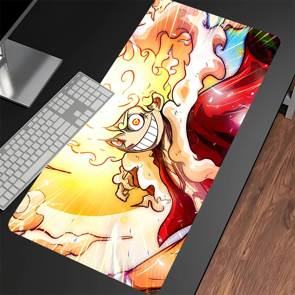 Luffys-Gear5 Desk Mat Large Mousepad Anime Mouse Pad O-One-PieceS Pc Accessories Gamer Keyboard Xxl Gaming Extended Mats