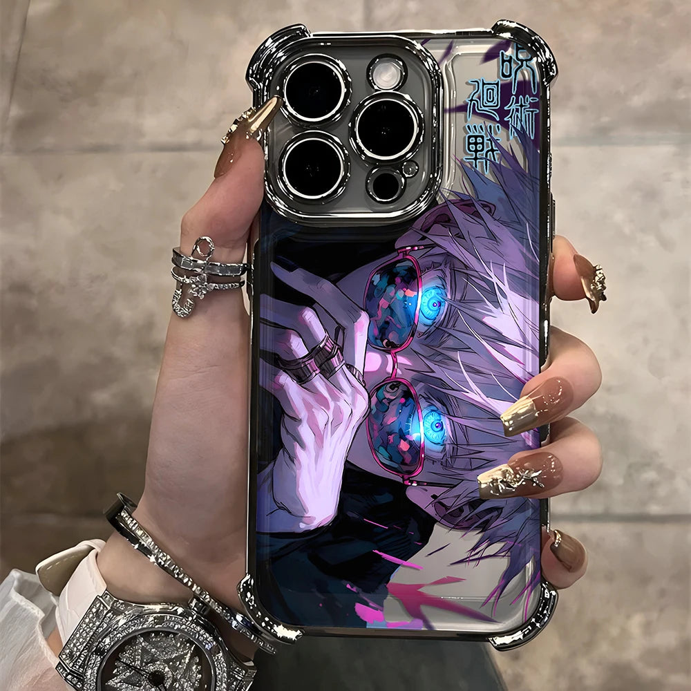 Jujutsu Kaisen Gojo Satoru New Plating Case For iPhone 16 15 14 13 12 11 Pro Max X XR XSMax 7 8 Plus Shockproof Anti-Fall Armor