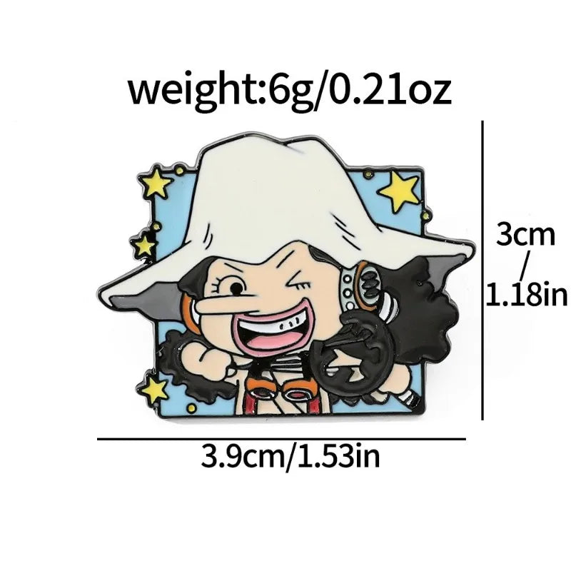 One Piece Cartoon Broochs Cap Luffy Zoro Sanji Anime Action Figures Q Figurals Toys Badges Merchandise Decoration Children Gifts