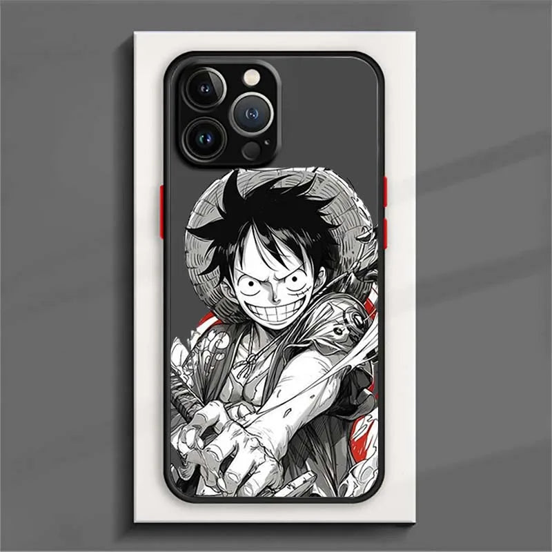 Anime Luffy Colorful O-One Piece Cover For Apple iPhone 16 15 14 13 12 11  XR 8 Pro Max Plus Mini Frosted Translucent Phone Case