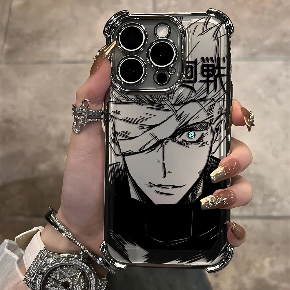 Jujutsu Kaisen Gojo Satoru New Plating Case For iPhone 16 15 14 13 12 11 Pro Max X XR XSMax 7 8 Plus Shockproof Anti-Fall Armor