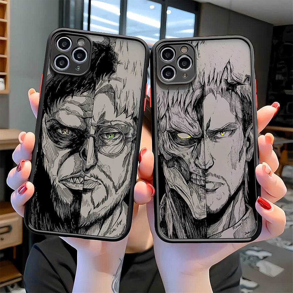 Luxury Attack On Titan Hot Anime Phone Case For iPhone 16 15 14 13 12 11 Mini Pro Max X XR XSMax 7 8 6 6s Plus Matte Clear Cover