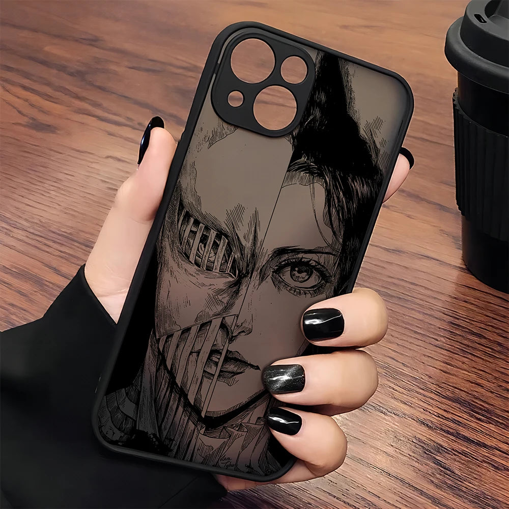 Luxury Attack On Titan Hot Anime Phone Case For iPhone 16 15 14 13 12 11 Mini Pro Max X XR XSMax 7 8 6 6s Plus Matte Clear Cover