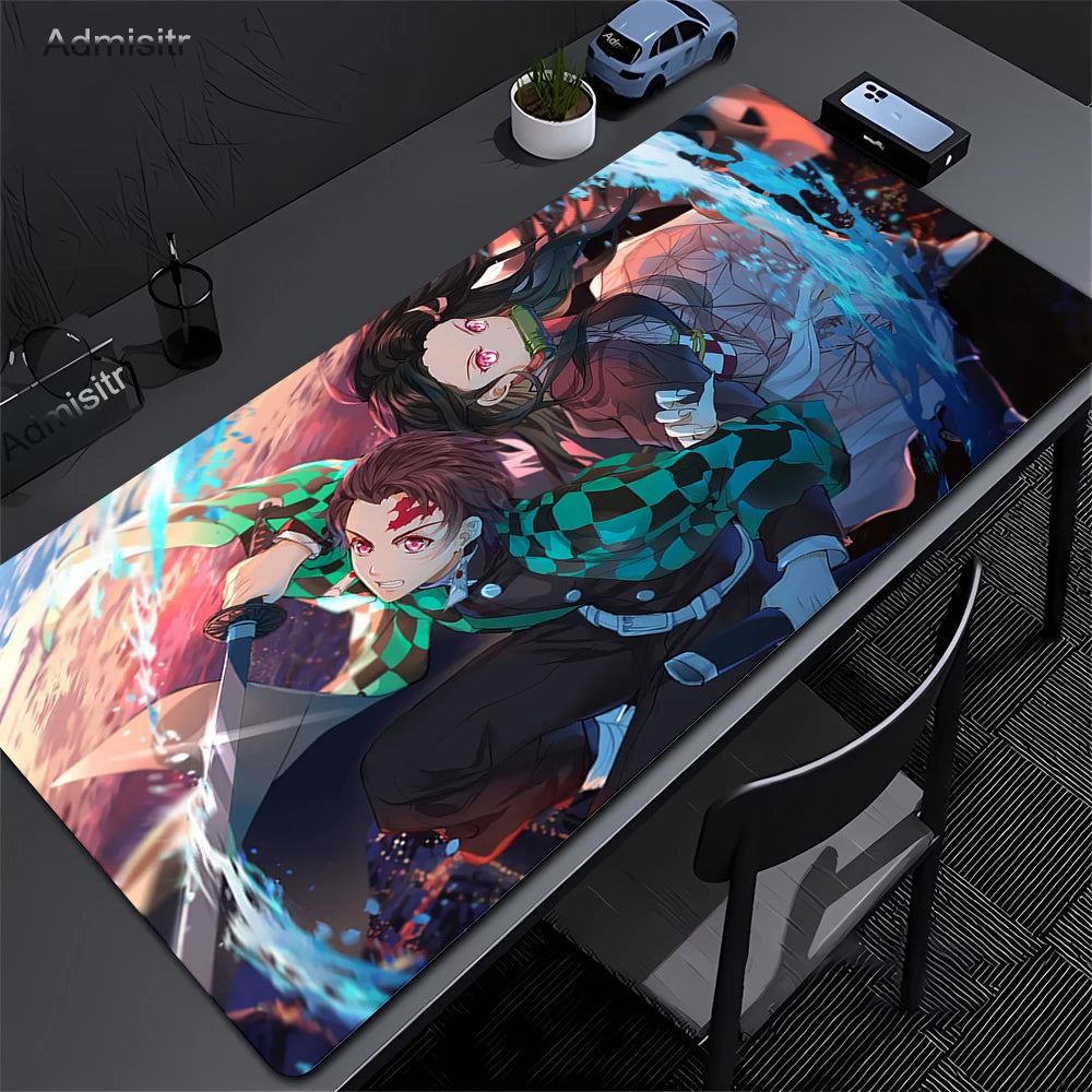Anime Demon Slayer Gaming Mouse Pad Rubber Mat Deskmat Keyboard Pads Cartoon Cute Mousepad Kawaii Pc Accessories Mouse Mats Xxl